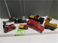 Assorted toy vehicles including Linemar, Modern, T