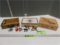 Horse figurines; cigar boxes and more