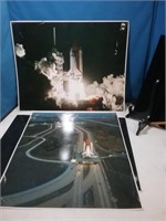 Group of two large space shuttle photographs and