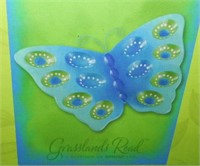 NIB Grasslands Road Butterfly Glass Egg Plate