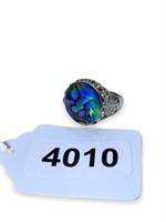 Stunning Abalone Flat top Sterling Ring