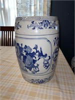 Large Blue Decorative Ceramic Barrel