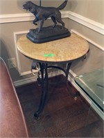 MARBLE TOP ROUND SIDE TABLE W IRON BASE