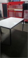 WHITE GLOOS TOP METAL LEG WORK TABLE APPROX. 53"