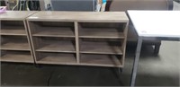 GREY DISTRESSED WOOD 3-SHELF BOOK SHELF W/ METAL