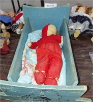 CRADLE AND VINTAGE DOLL