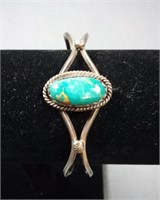 Sterling Silver And Turquoise Navajo Bangle