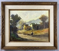 Original Oil on Canvas Village Landscape