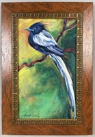 Original Signed Oil on Canvas Magpie Painting