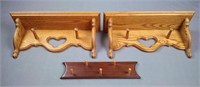 Oak Wood Shelves And Walnut Wood Key Holder