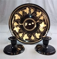 Black and Gold Candle Centerpiece Set