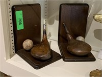 2PC VTG WOOD GOLF BOOKENDS