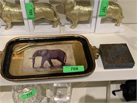 GOLD LEAF ELEPHANT TRAY / BOOKENDS