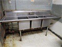 Stainless Steel 3 Tub Sink, 89wx27dx38T