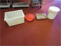 Large Tub, Red Strainer, 4 Clear Trays