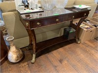 MAITLAND SMITH BRASS FOOTED CONSOLE TABLE DRAWERS