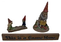2 Gnomes & Sign Autographed by Tom Clark