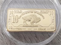10 Gram 100 Mills Gold Plated Bar (Read Below)