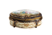 19th C FRENCH PORCELAIN HAND PAINTED CASKET