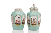 PAIR OF EARLY PORCELAIN CHINOISERIE VASES