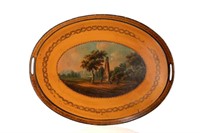 ENGLISH TOLEWARE HAND PAINTED TRAY