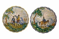TWO MAJOLICA  POTTERY CHARGERS