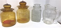 Amber Canisters with Ground Glass Tops