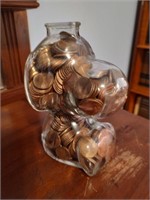 Snoopy Glass Bank Full of Pennies