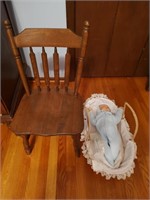 Child's Chair, Baby Doll and Basket