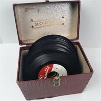 Deccafile 45 rpm case with 25+ Records
