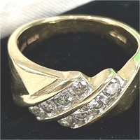 NICE MENS 14K GOLD DIAMOND RING