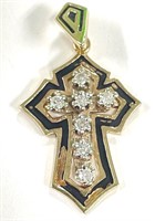 14K GOLD & DIAMOND CROSS PENDANT