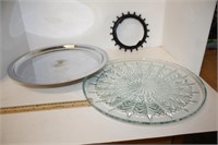 Glass Platter & Round Metal Tray