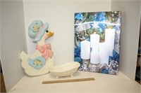 Lighted 3D Candle Picture, Duck Wall Decor & Misc