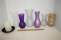 Vases 6 & Battery Operated Candle