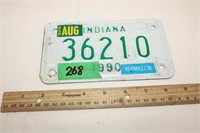 1990 Indiana Motorcycle License Plate