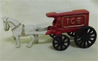 3 new cast iron horse and wagon figurines,