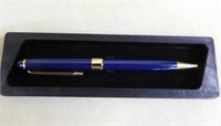 19 new boxed deluxe ink pens, navy and goldtone