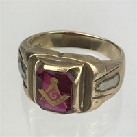 Vintage Masonic 10K Gold Ring