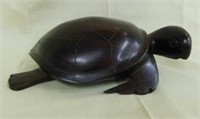 Teak turtle figurine, 9" x 6" x 3"