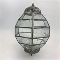 Hanging Metal and Glass Oval Lantern