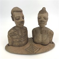 Carved Wooden Busts with Wooden Stand