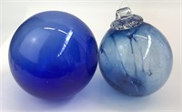 Blown Art Glass Ornament and Cobalt Glass Float