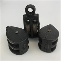 Small Cast Iron and Metal Double Pulleys