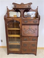 FABULOUS ANTIQUE OAK SECRETARY DESK - ORNATE