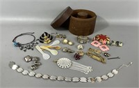 Small Costume Jewelry Lot with Jewelry Box