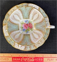 ORNATE FLORAL AND GOLD PARAGON CUP & SAUCER