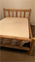Log queen bed w/mattress