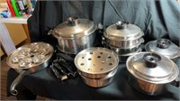 Set of heavy stainless pans