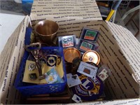 Box of Utah pins and Lions stuff & more